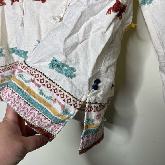 Lou & Grey For Loft Getaway Peasant Blouse White Womens M - Picture 8 of 10